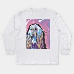 Afghan Hound Dog Bright colorful pop dog art Kids Long Sleeve T-Shirt